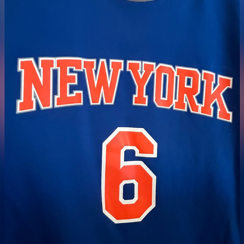 Knicks adidas Blue & Orange Porzingis basketball Jersey - adult size medium - Picture 7 of 8